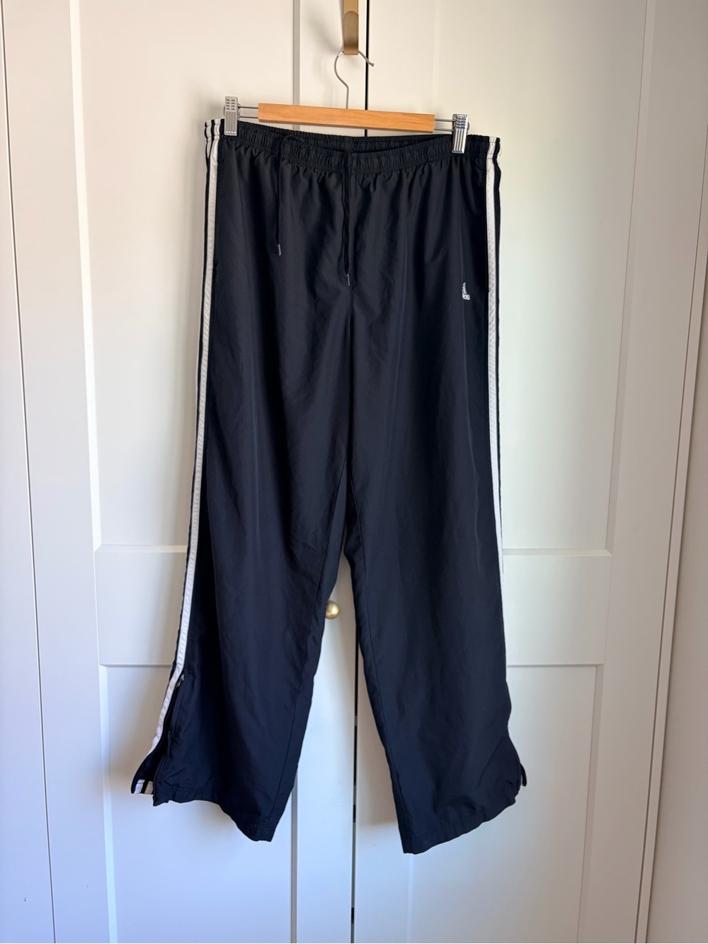 adidas Black Athletic Track Pants with White Logo | XL
